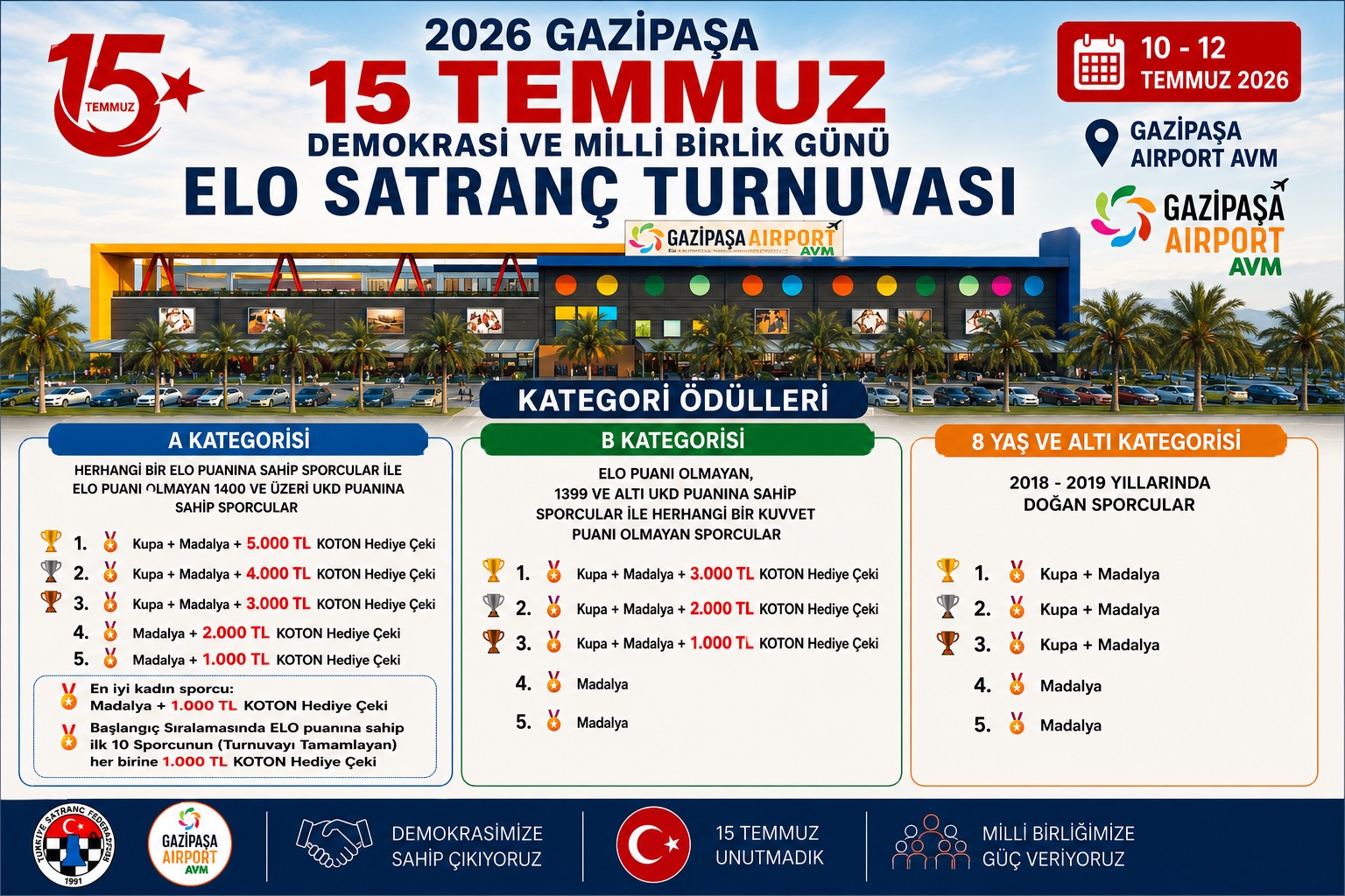 Gazipaşa 15 Temmuz Demokrasi ve Milli Birlik Günü Elo Satranç Turnuvası