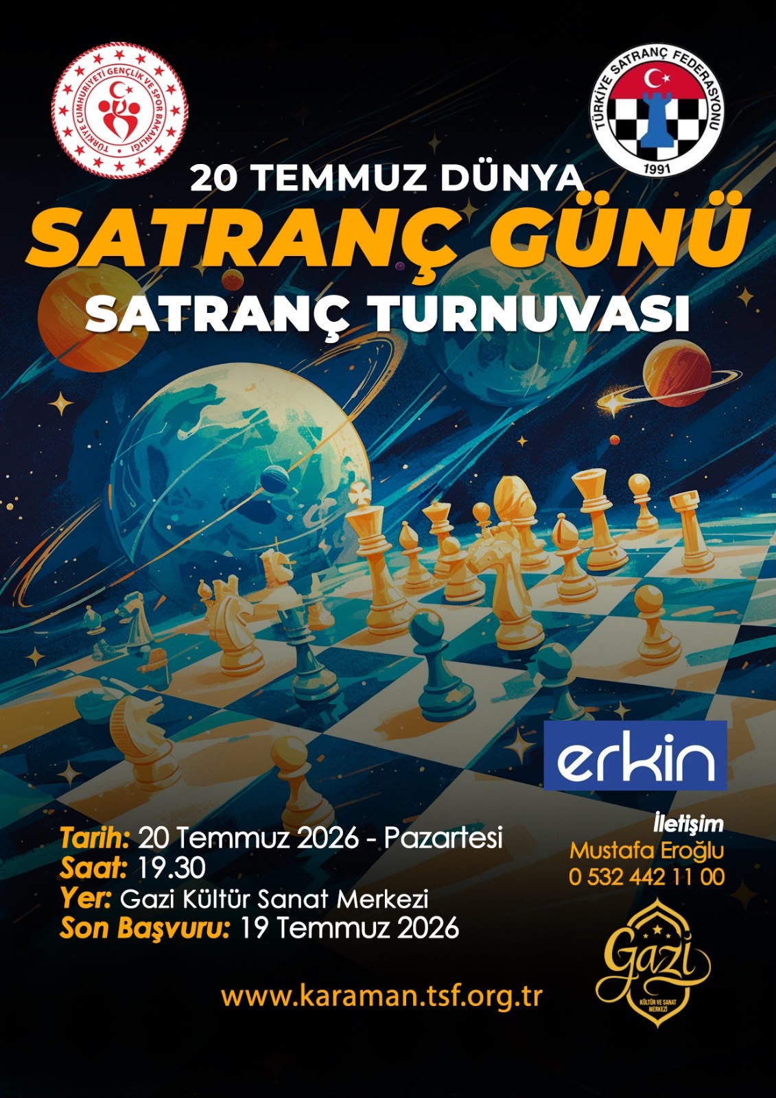 20 Temmuz Dünya Satranç Günü Yıldırım Satranç Turnuvası
